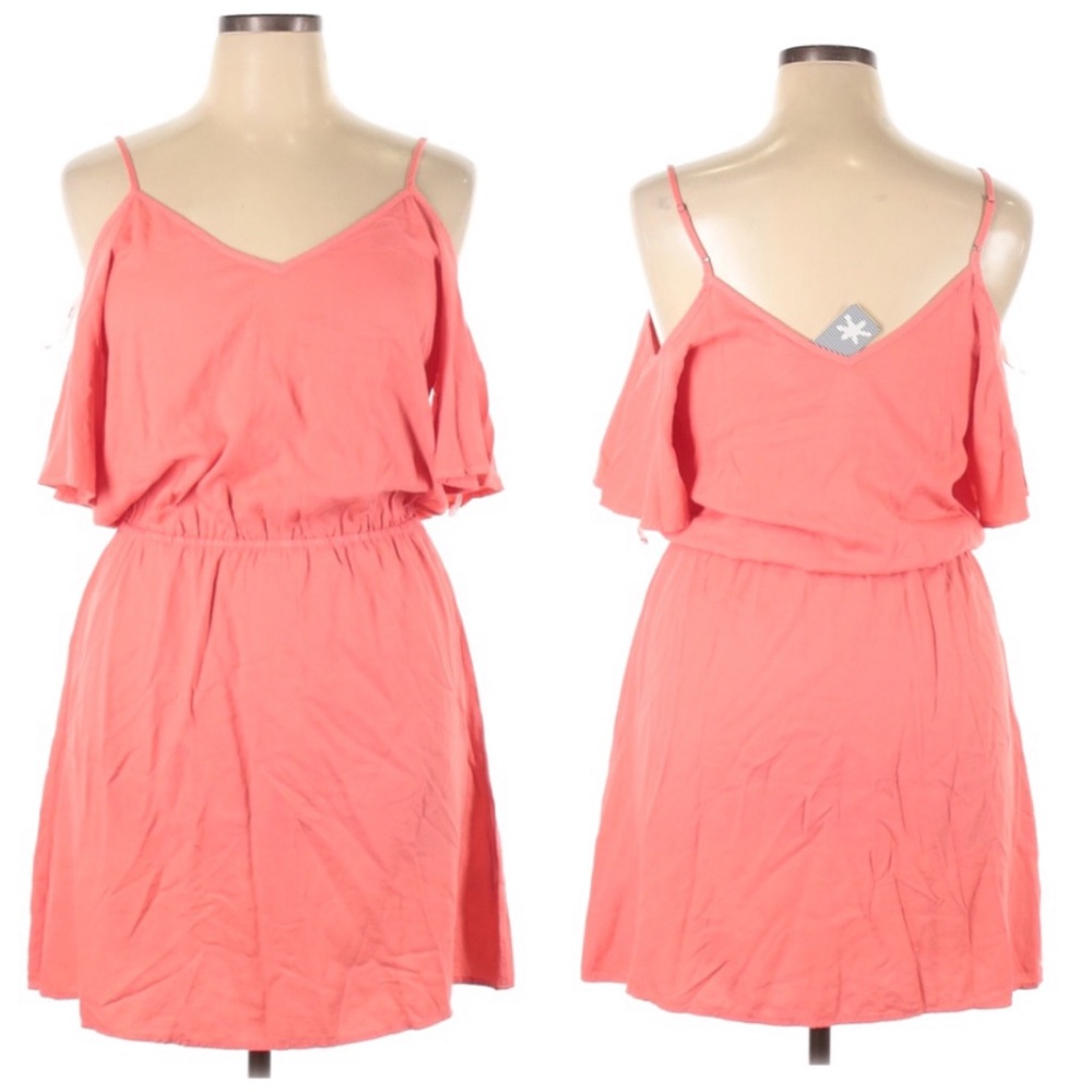 Splendid Orange Cold Shoulders Mini Dress XL NEW